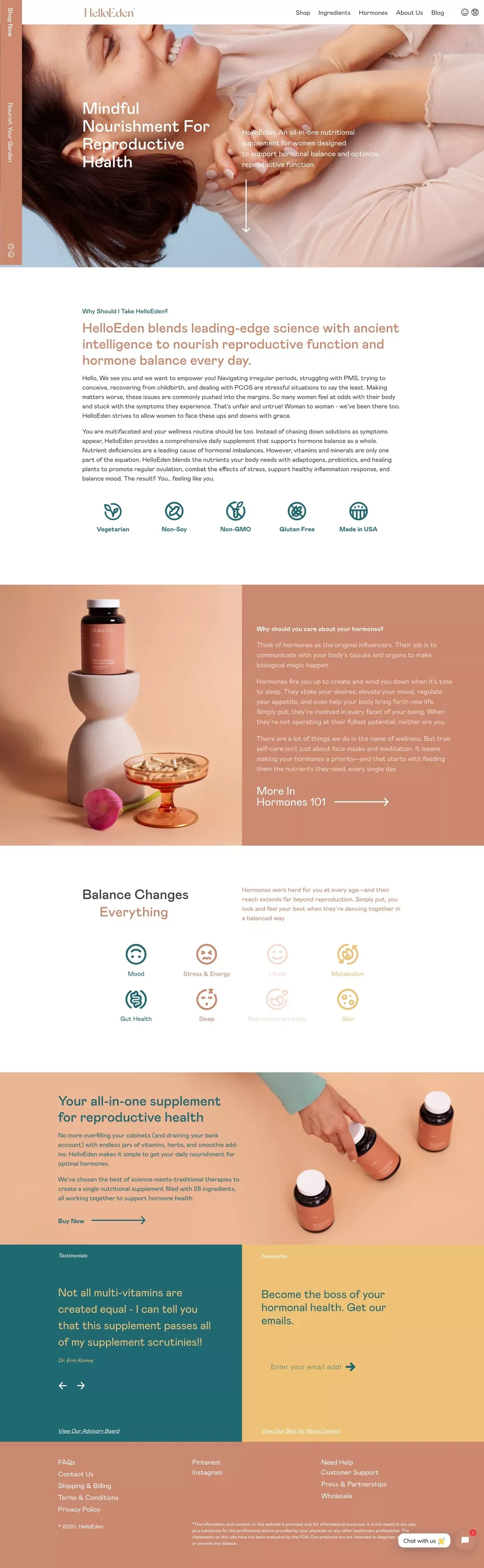 HelloEden - Mindful Nourishment For Hormone Balance - Ecommerce design