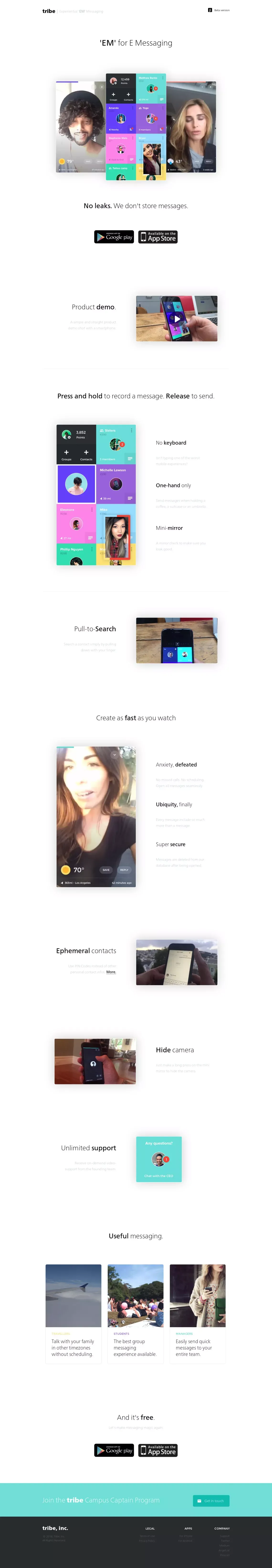 Tribe - Experiential Messaging™ - Landing design