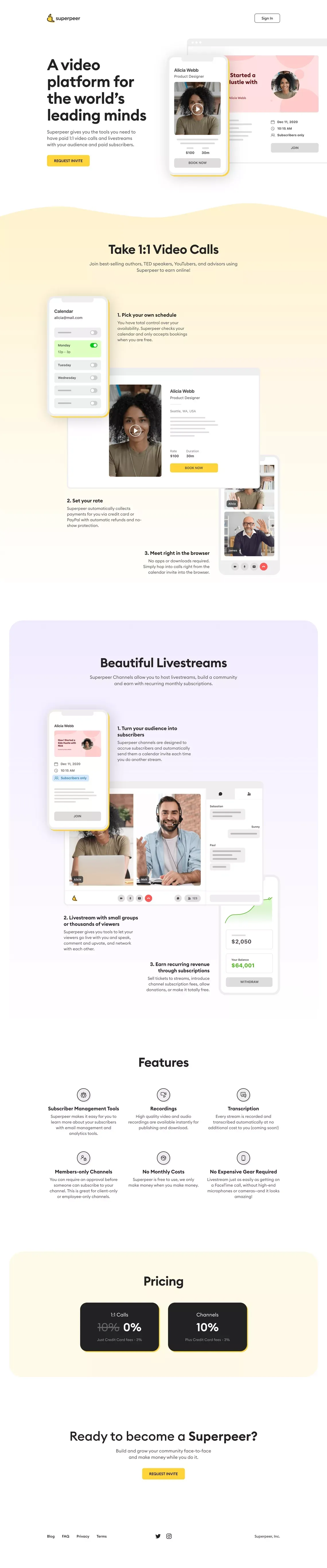 Superpeer | Book a time with me on Superpeer - Landing design