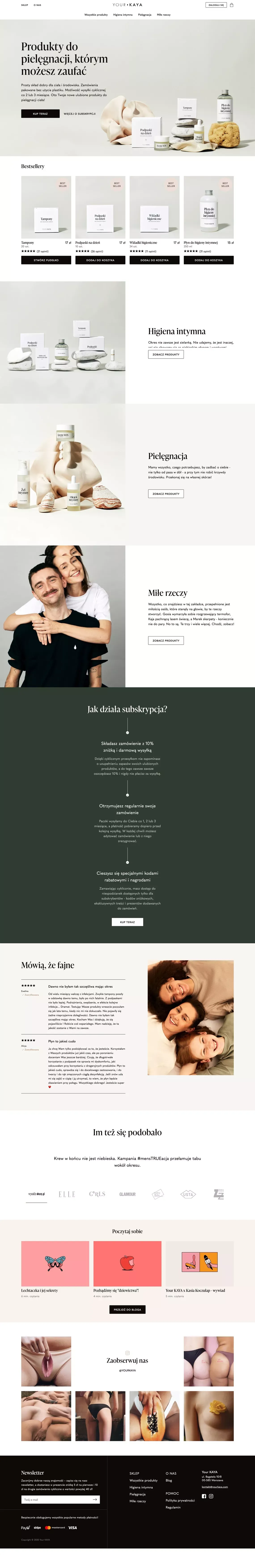 Your KAYA - Higiena intymna dla świadomych - Ecommerce design