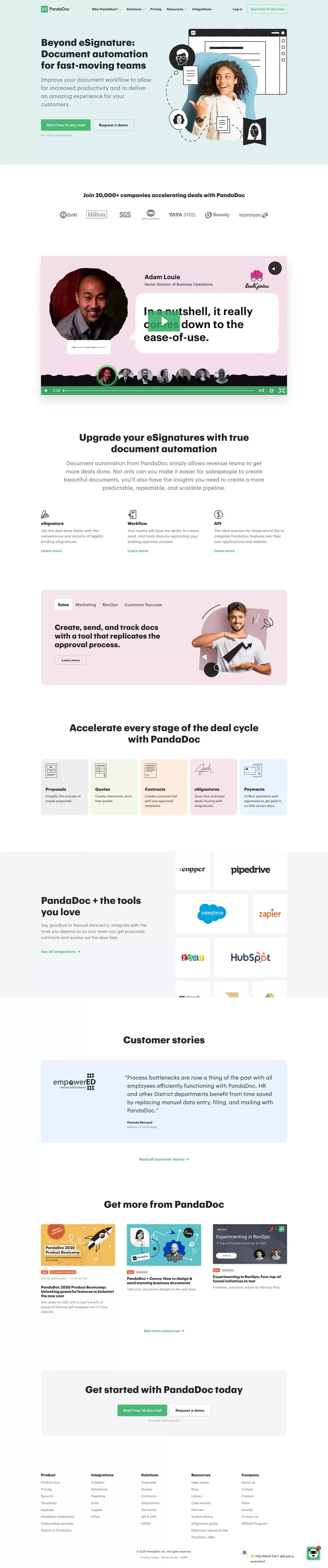 PandaDoc - Create, Approve, Track & eSign Docs 30% Faster - Landing design