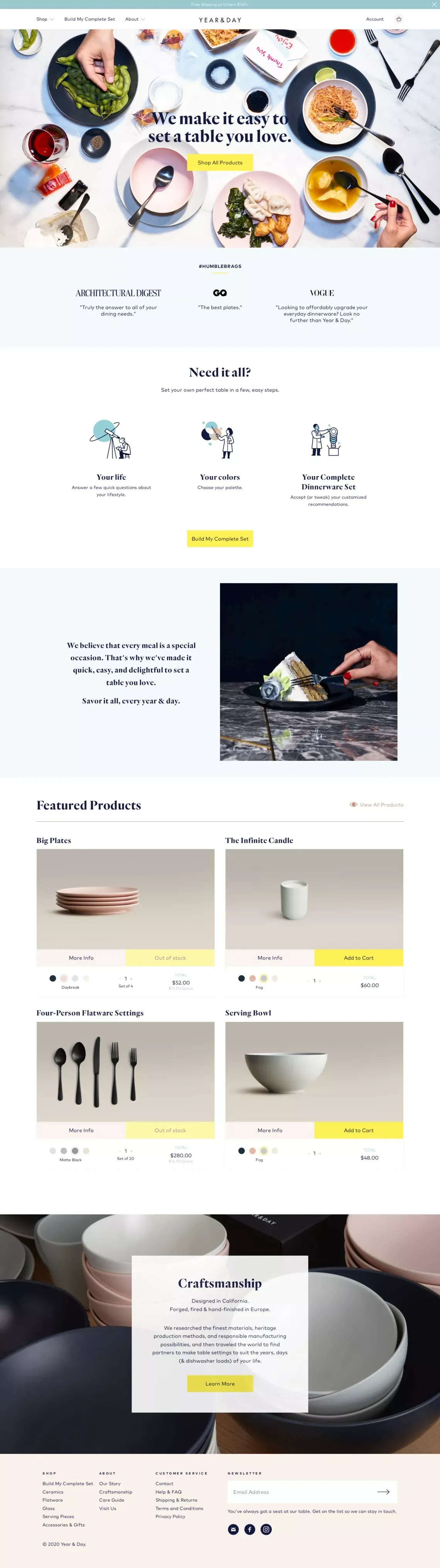 Year & Day | Elegant Table Settings Designed For Your Modern Life - Ecommerce design