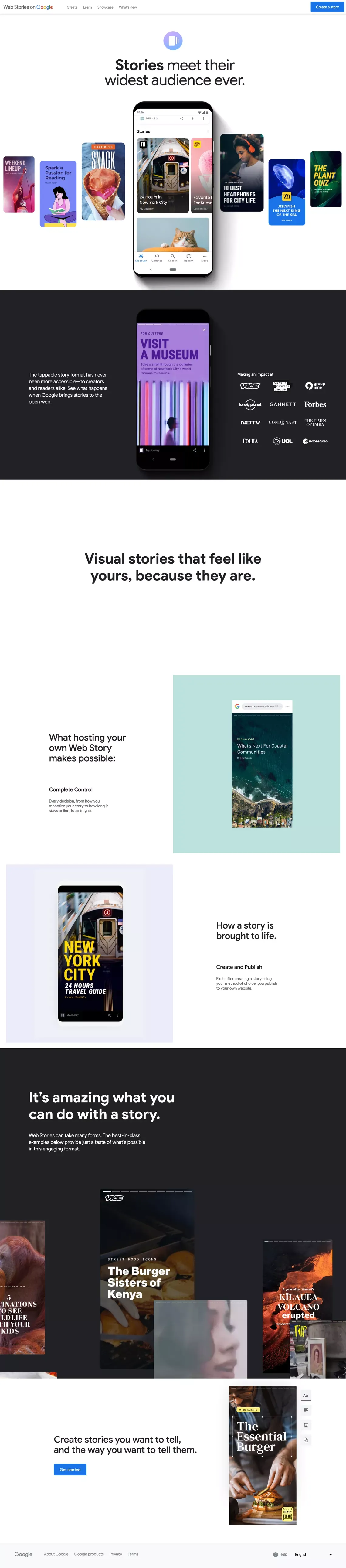 Web Stories on Google - Landing design