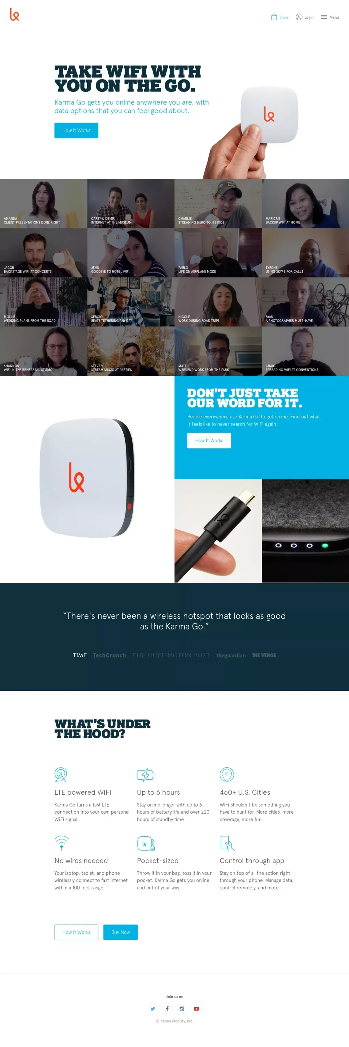 Karma | Take WiFi with you on the go. - Landing design