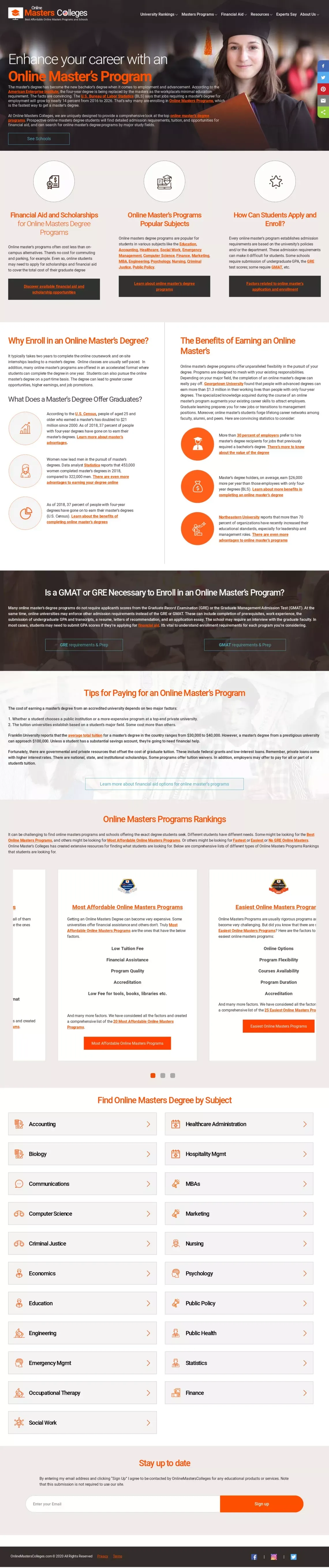 Online Masters Programs for 2020 and beyond | Online Masters Colleges - website design