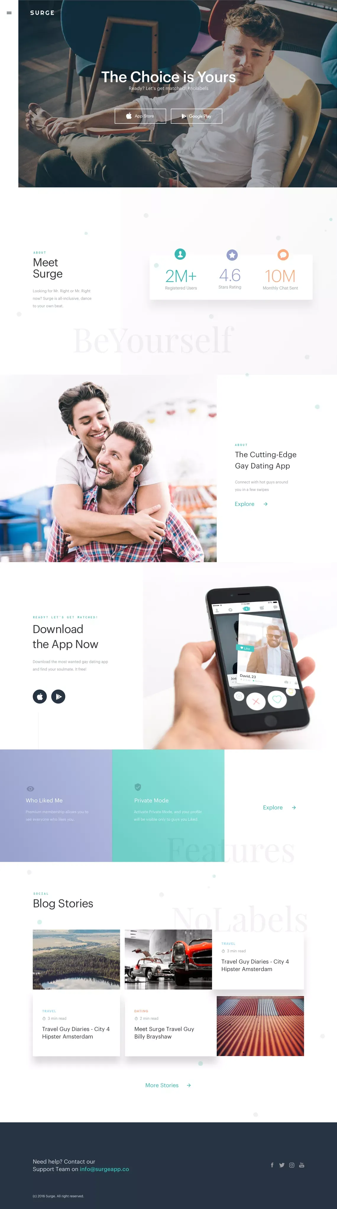 Surge - Meet New Gay Men - Landing design
