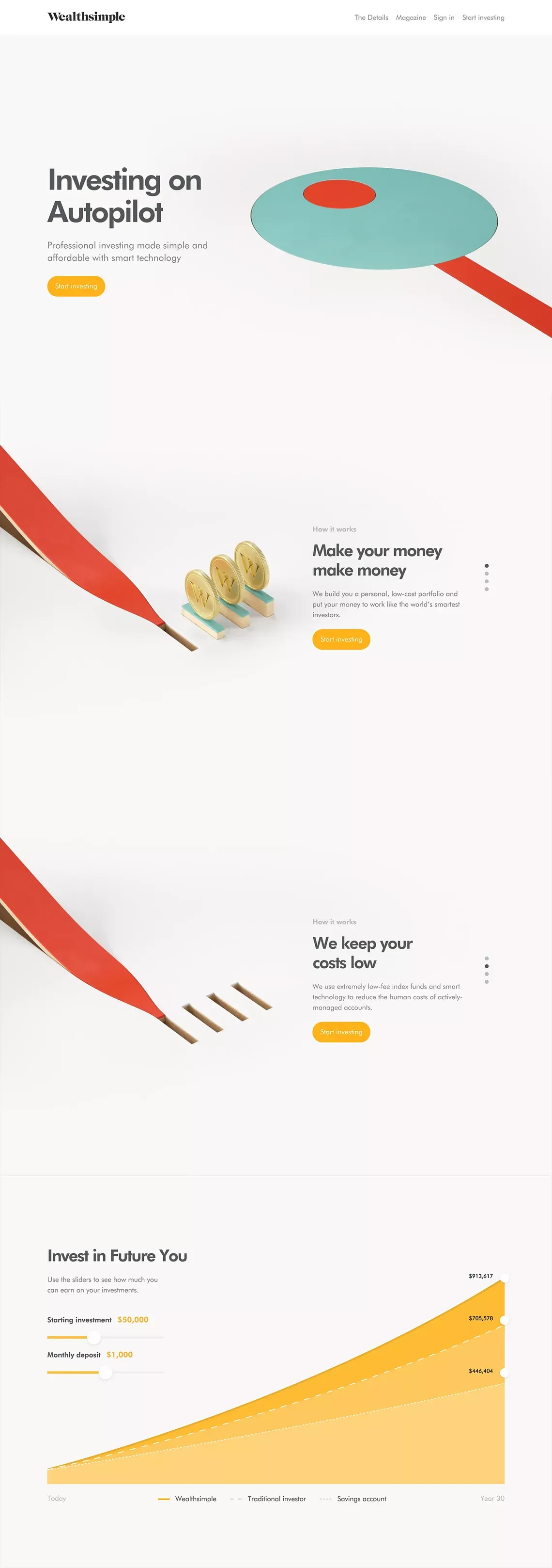 Investing on Autopilot | Wealthsimple - Landing design
