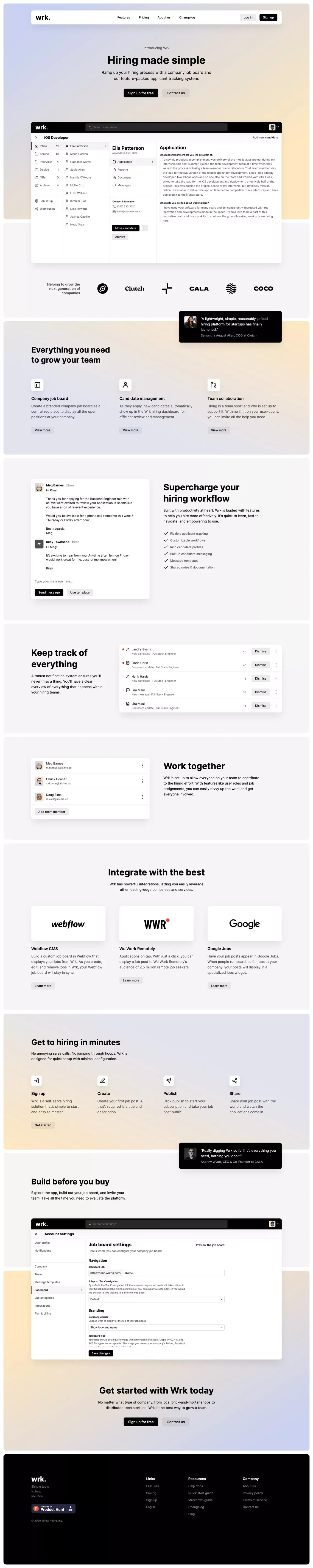 Wrk | Hiring made simple - Landing design