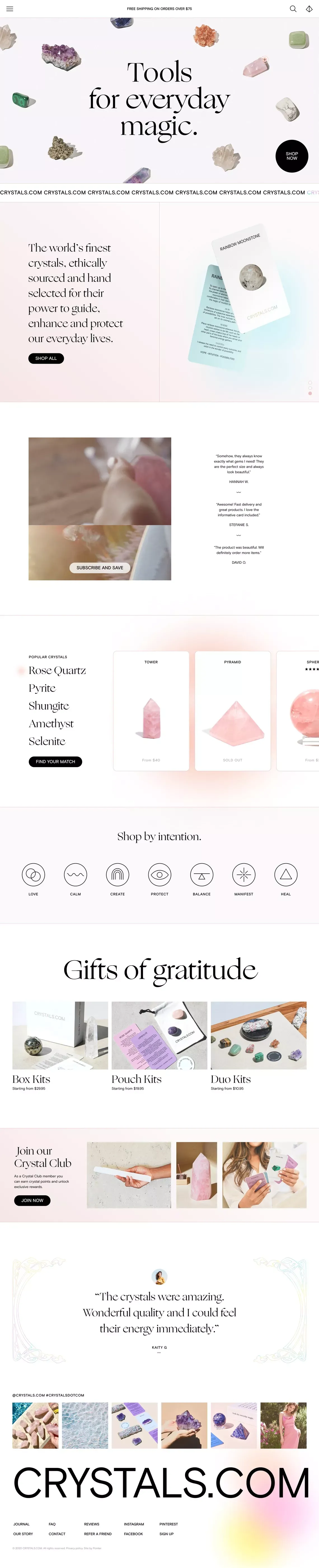 CRYSTALS.COM - Landing design