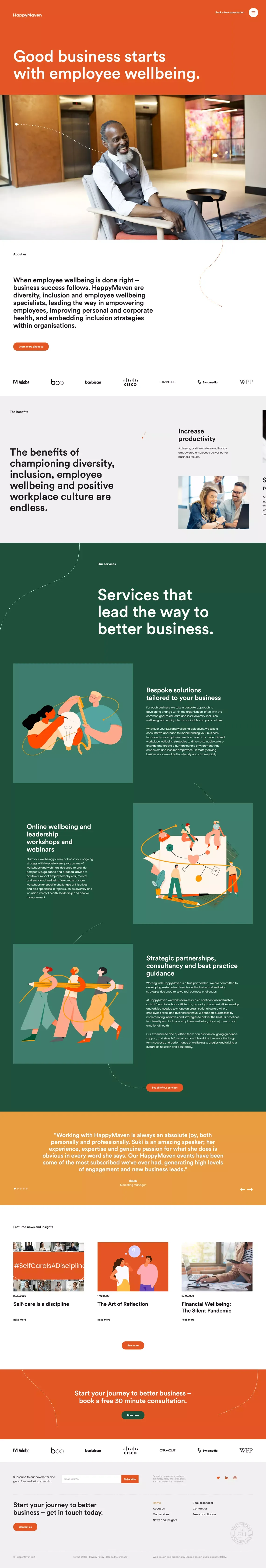 HappyMaven – Good business starts with employee wellbeing. - Landing design