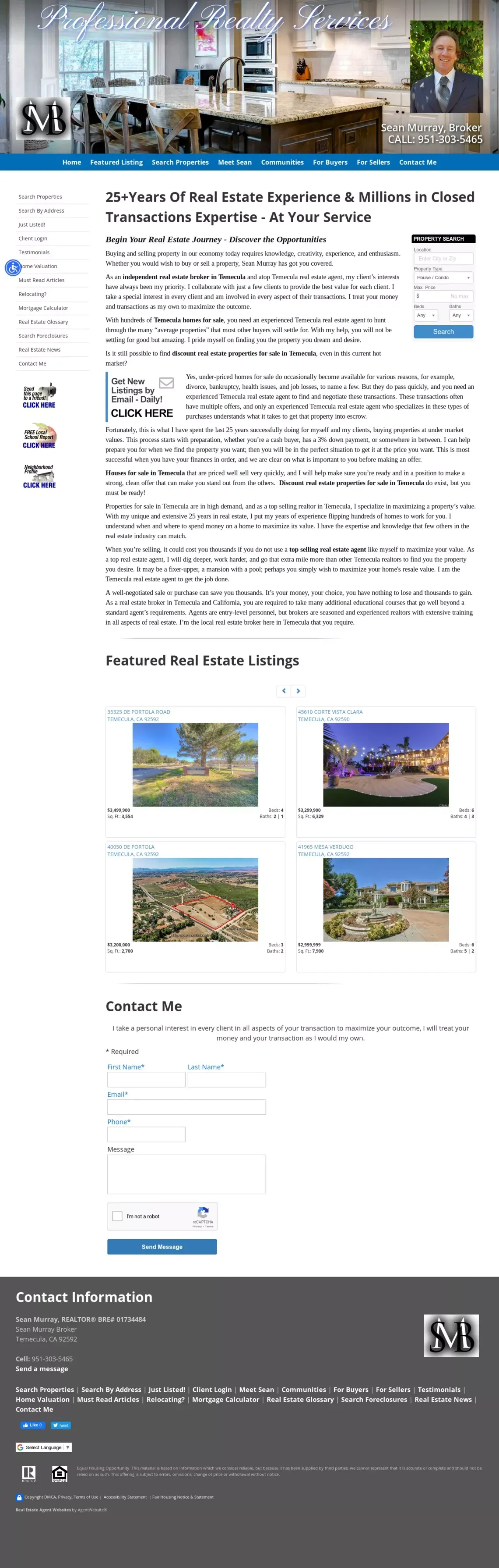 Temecula Real Estate Agent | Homes for Sale – Sean Murray - website design