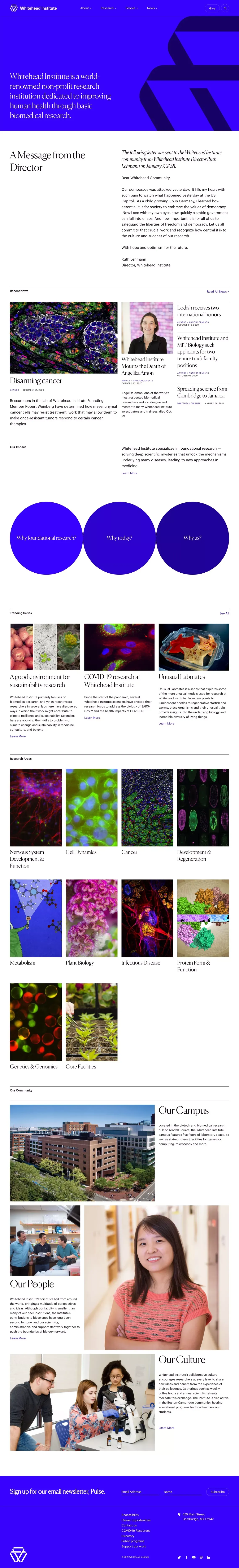 Homepage | Whitehead Institute - Landing design