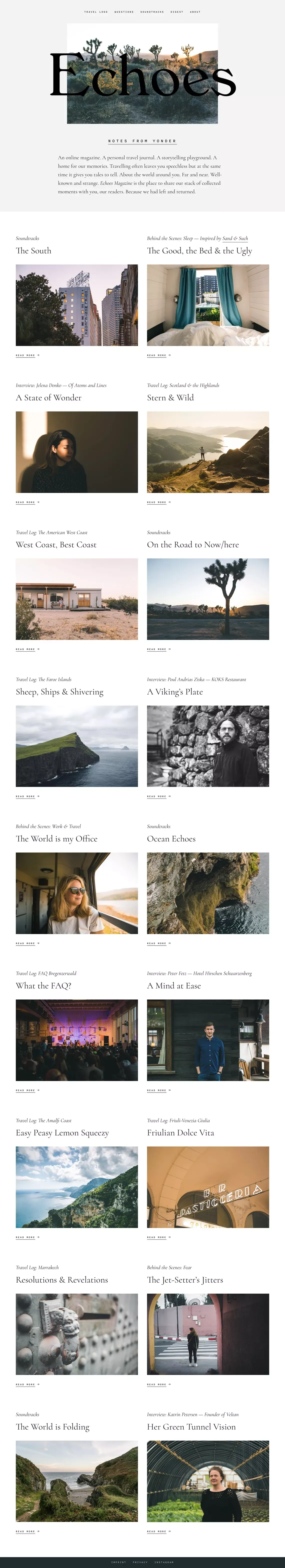 Echoes Magazine - Blog design