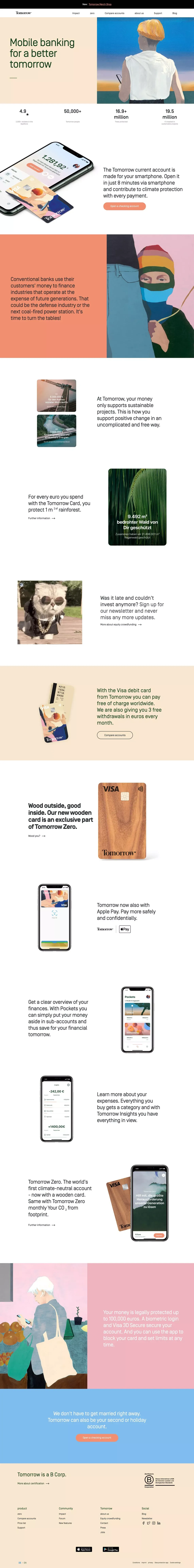 Mobile Banking für ein besseres Morgen | Tomorrow - Landing design