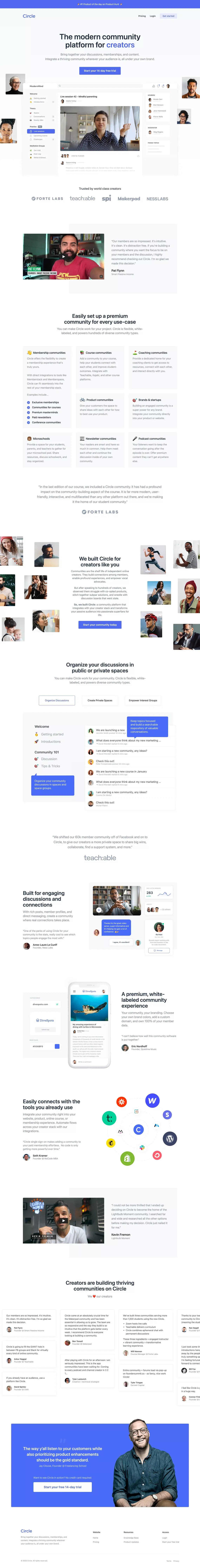Circle: The modern community platform for creators - Landing design