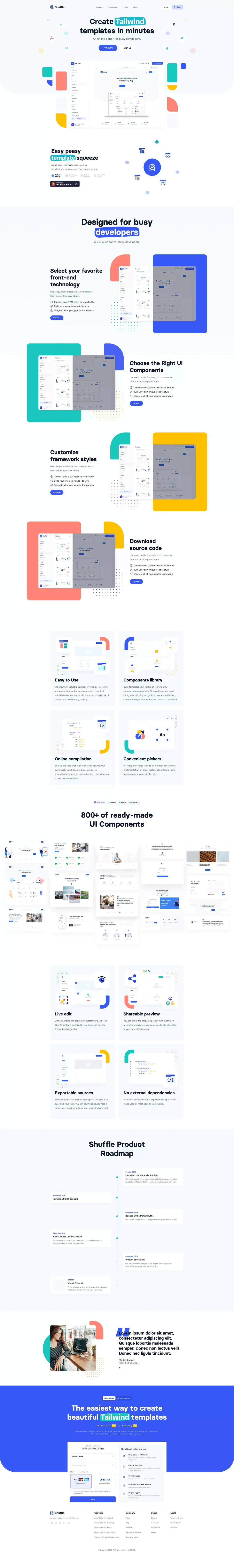 Shuffle — An online editor for busy developers - Landing design