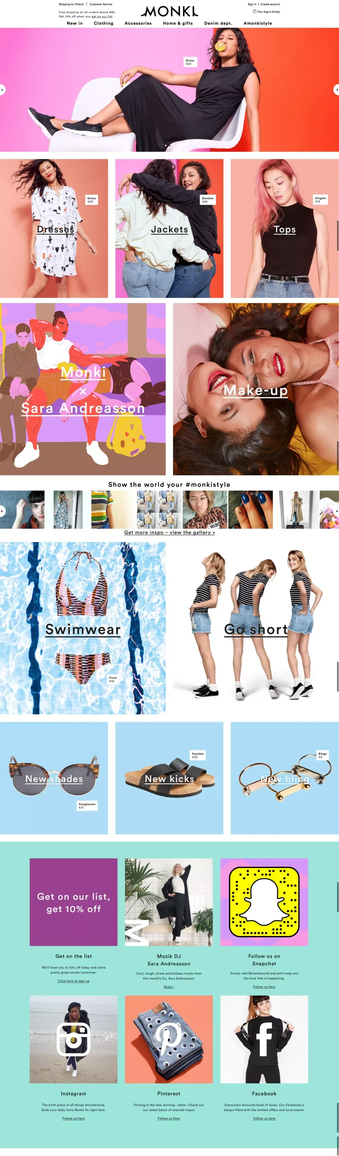 Monki | Puts the smile back in fashion! - Ecommerce design