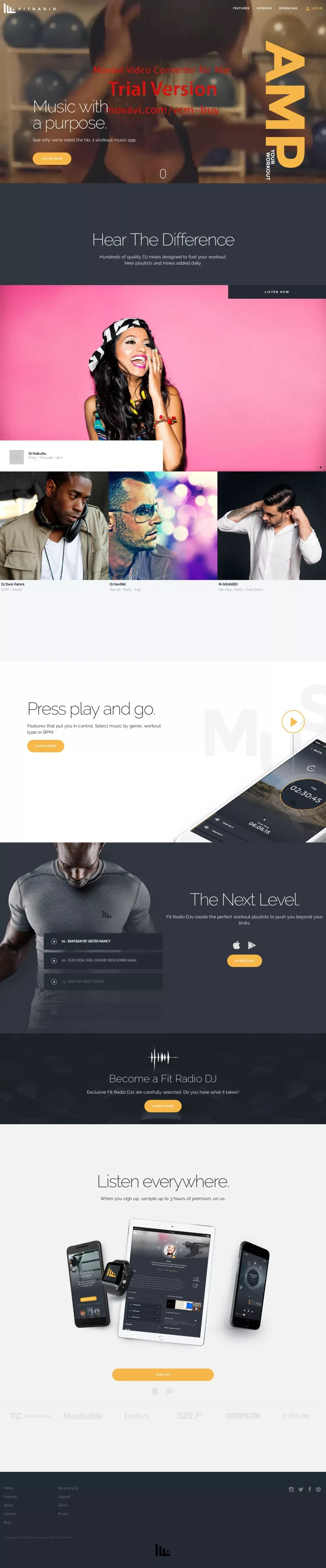 Fit Radio App - Landing design