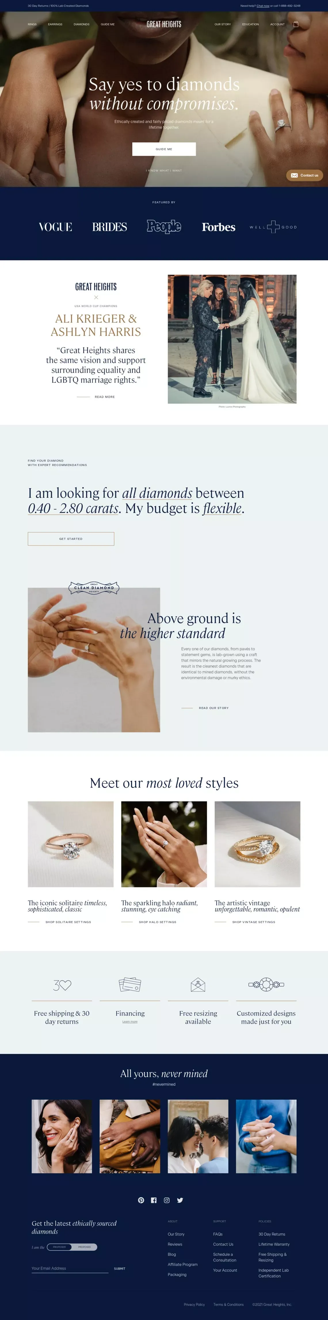 All Yours, Never Mined | Great Heights - Ecommerce design