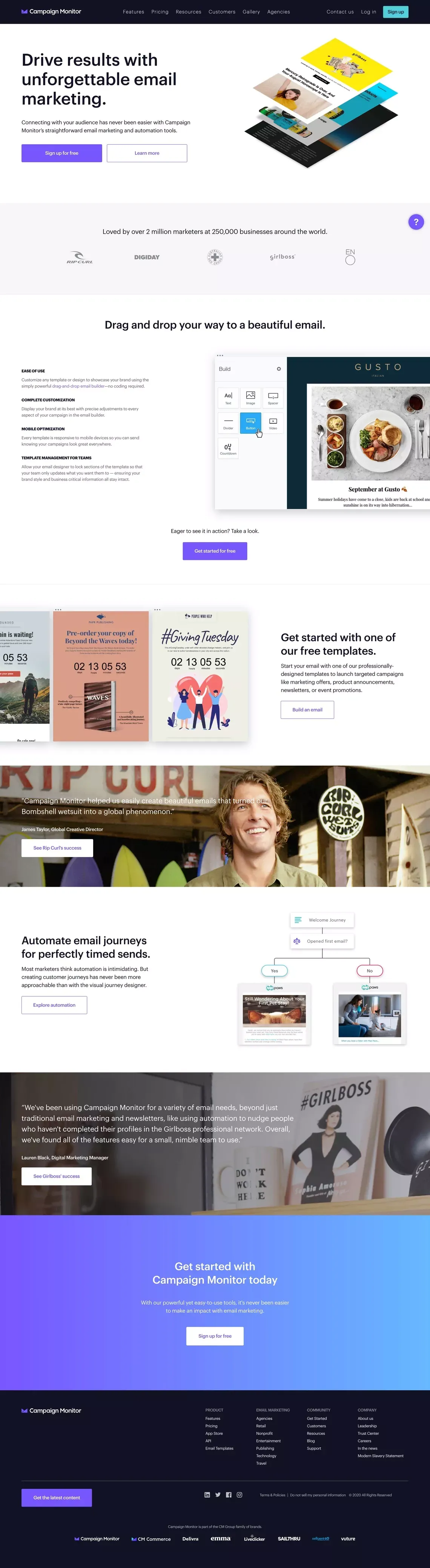 Email Marketing | Email Software | Campaign Monitor - Landing design