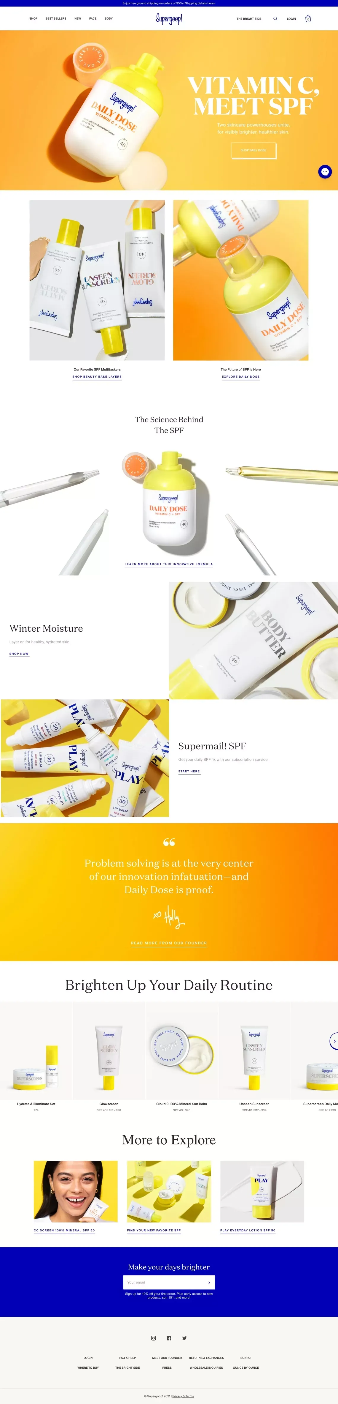 Supergoop! The Best Skincare with SPF and Sunscreen - Ecommerce design