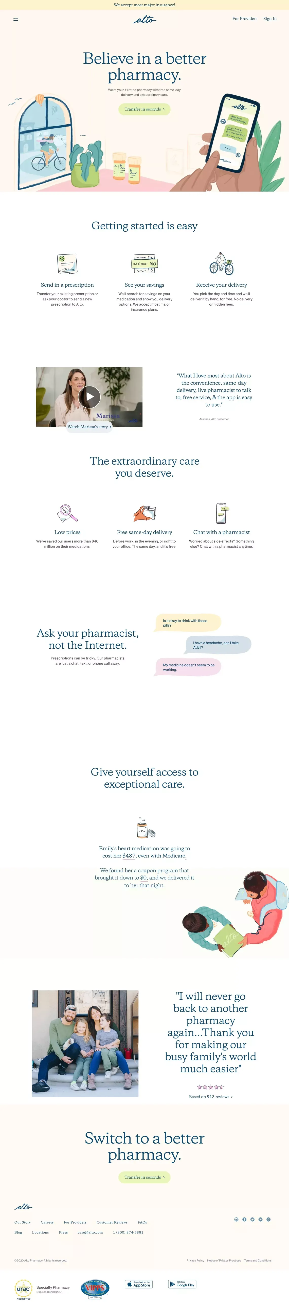 Prescription Delivery & Extraordinary Care | Alto Pharmacy - Landing design