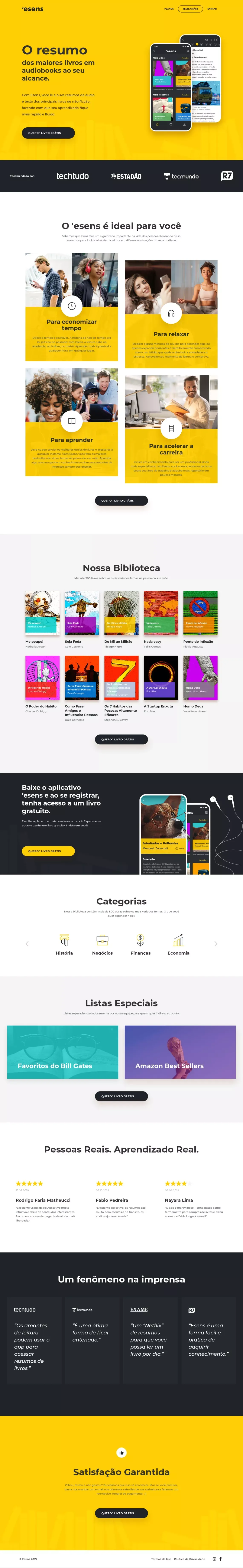 Esens - A sua biblioteca digital - website design