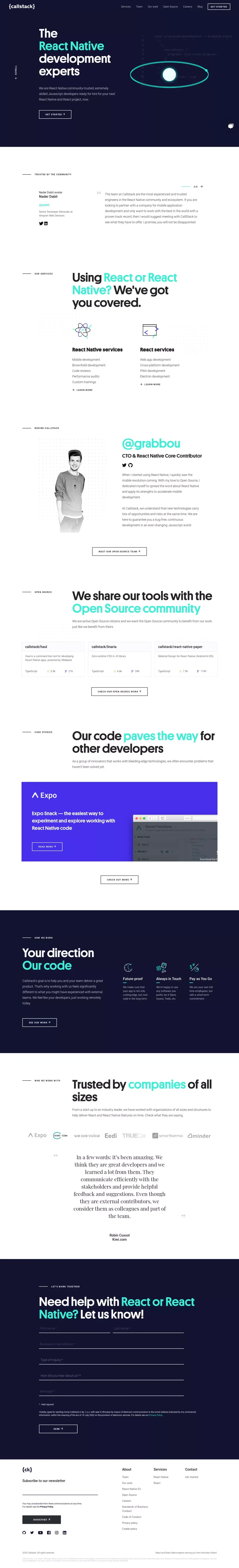 React Native development experts - Callstack - Portfolio design