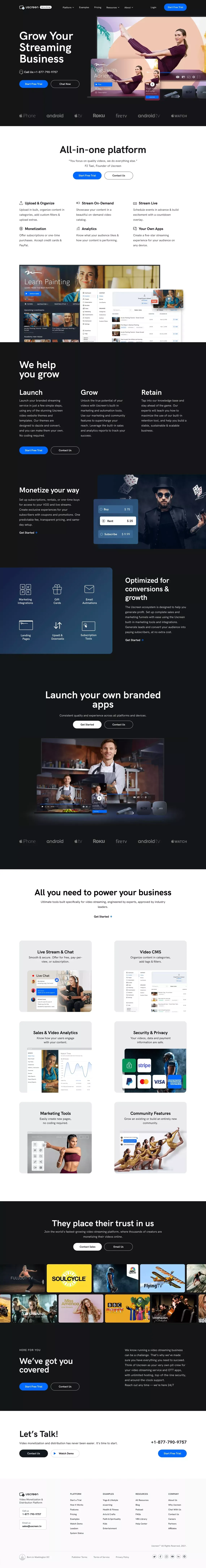 Uscreen - The #1 VOD Platform for Video Monetization - Landing design