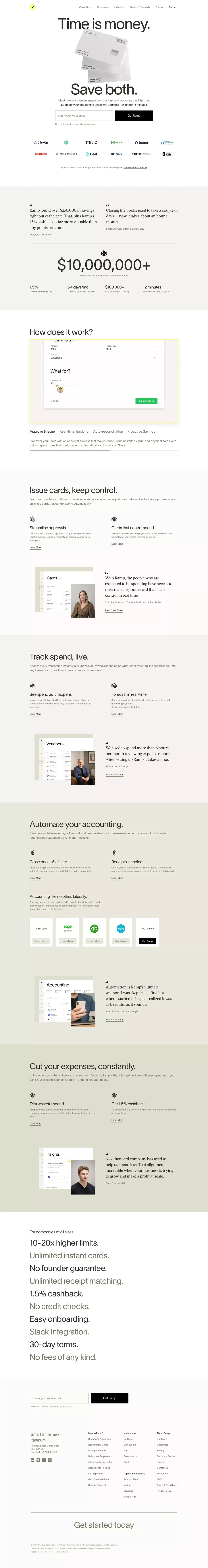 Ramp | The Corporate Card Built for Savings - Landing design