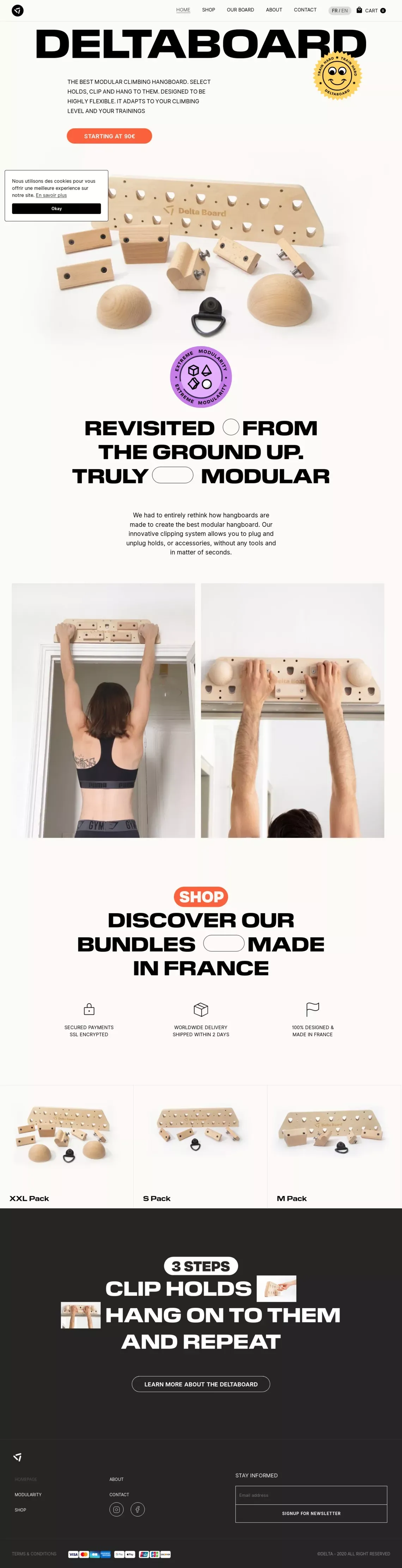 Deltaboard | Modular Climbing Hangboard - website design