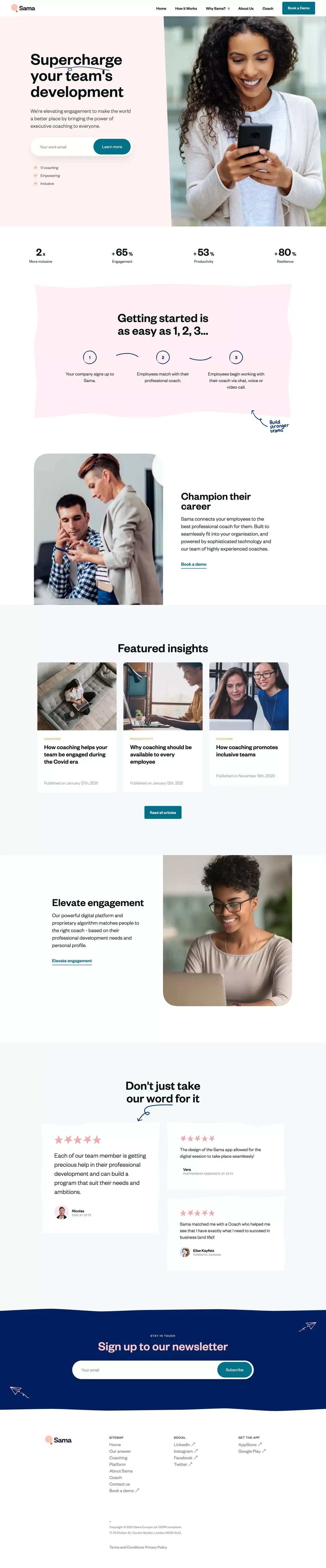 Sama - Elevating engagement to make the world a better place - Landing design