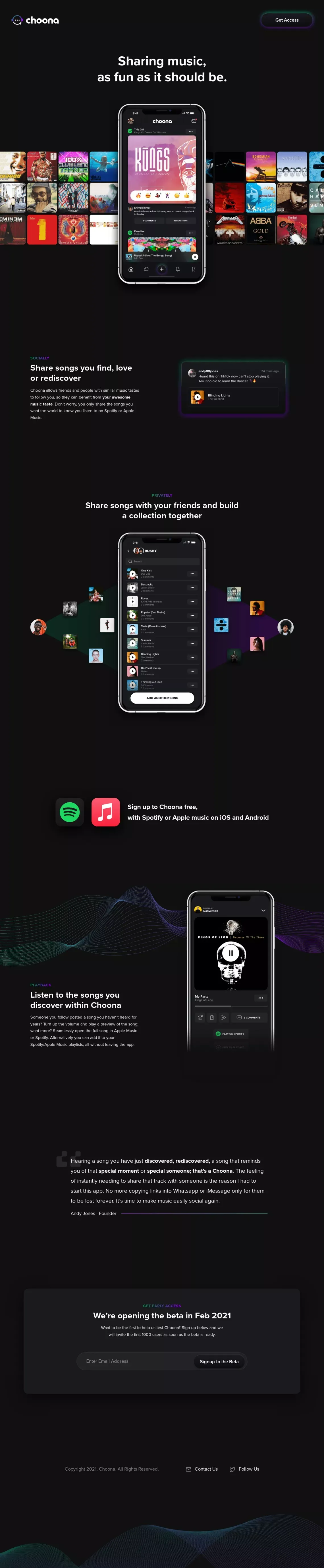 Choona - Landing design