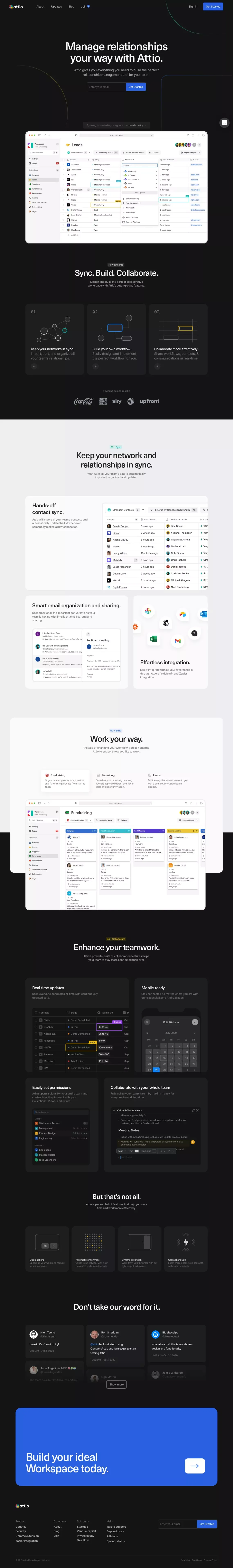 Attio: the Relationship Workspace - Landing design