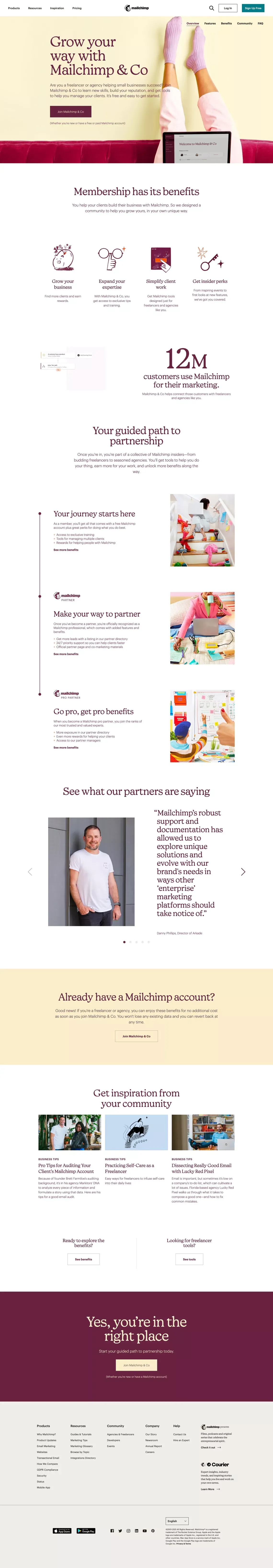 Grow your way with Mailchimp & Co - Landing design