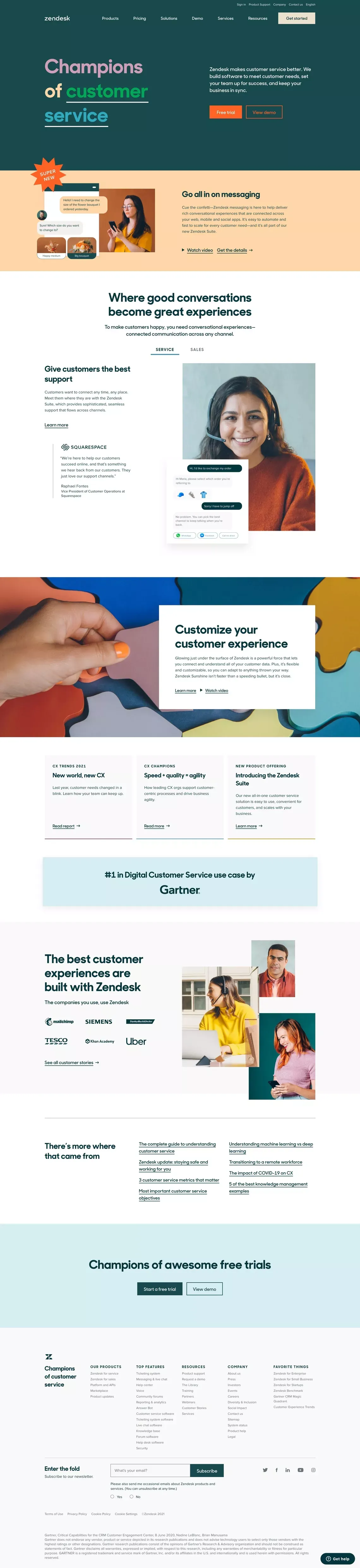 Customer Service Software & Sales CRM | Best in 2021 from Zendesk. - Landing design