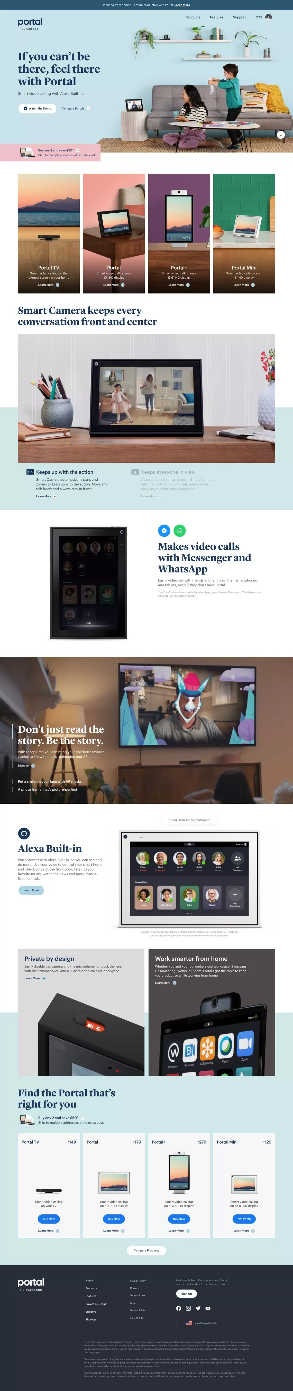 Appels vidéo intelligents avec Alexa intégré | Portal from Facebook - Landing design