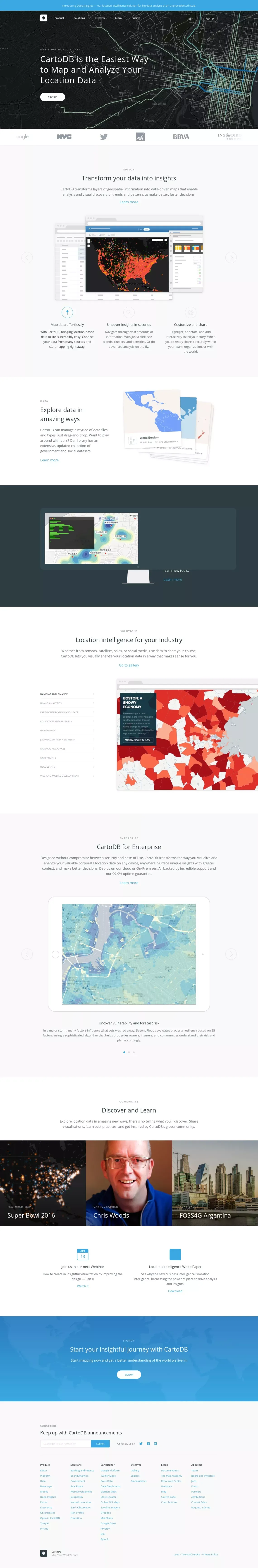 CartoDB - Map Your World's Data - Landing design