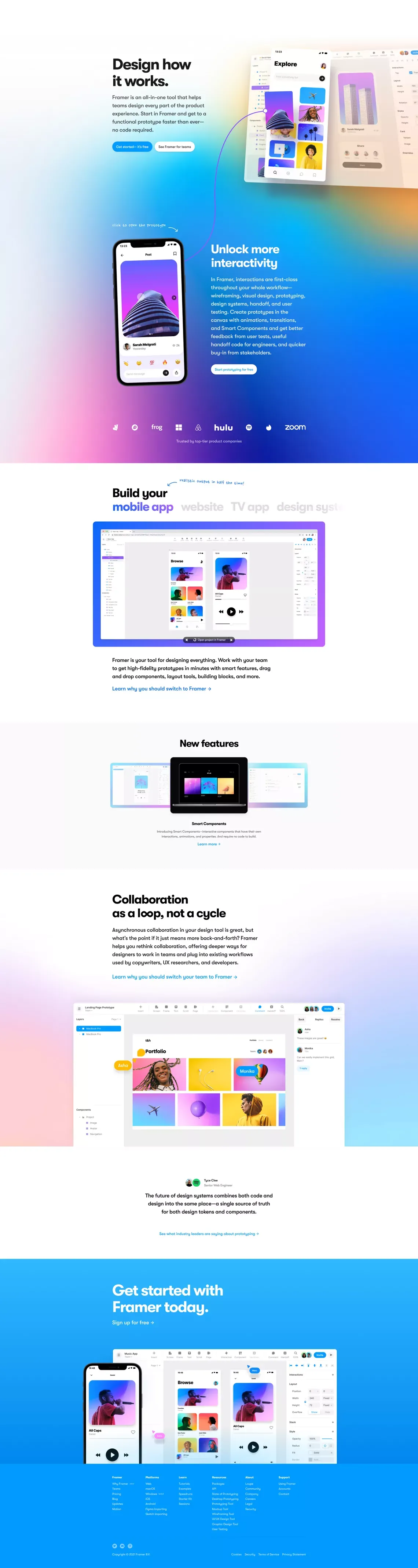The prototyping tool for teams | Framer - Landing design