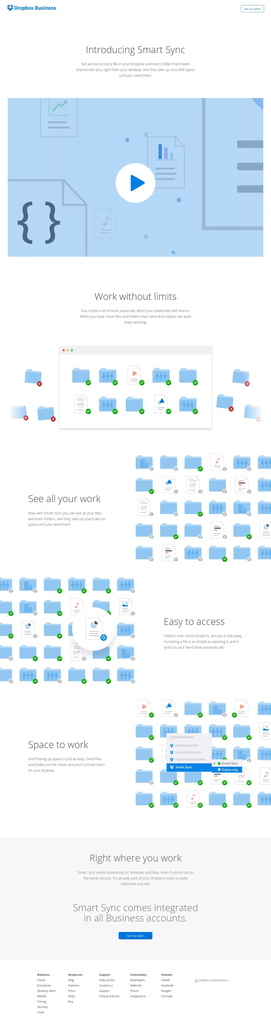 Dropbox - SmartSync - Landing design