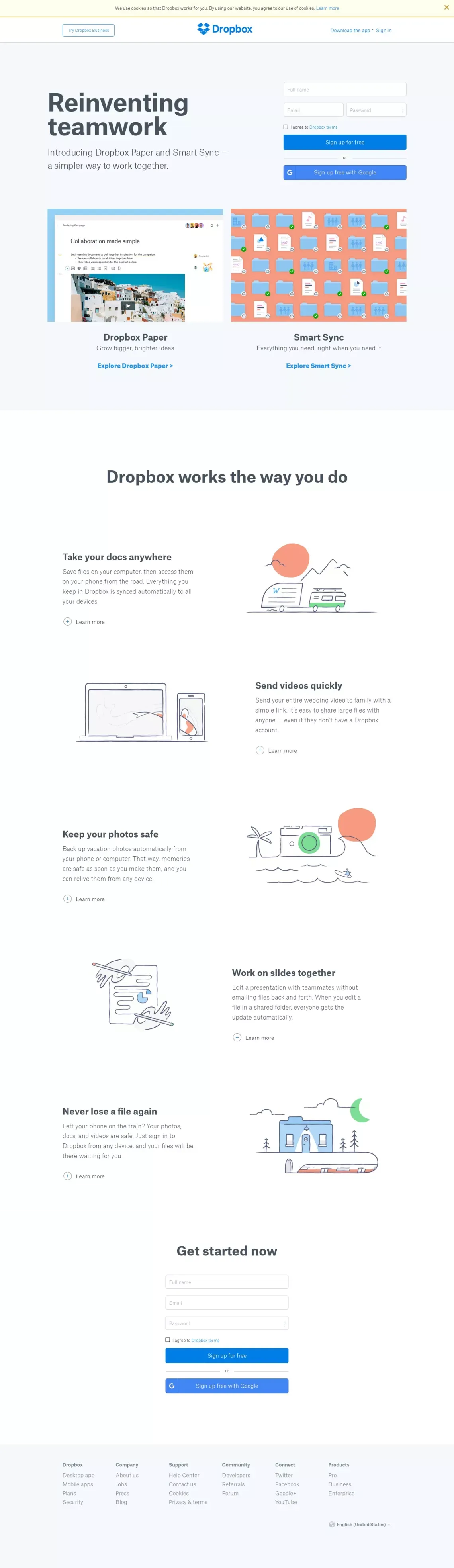 Dropbox - Landing design