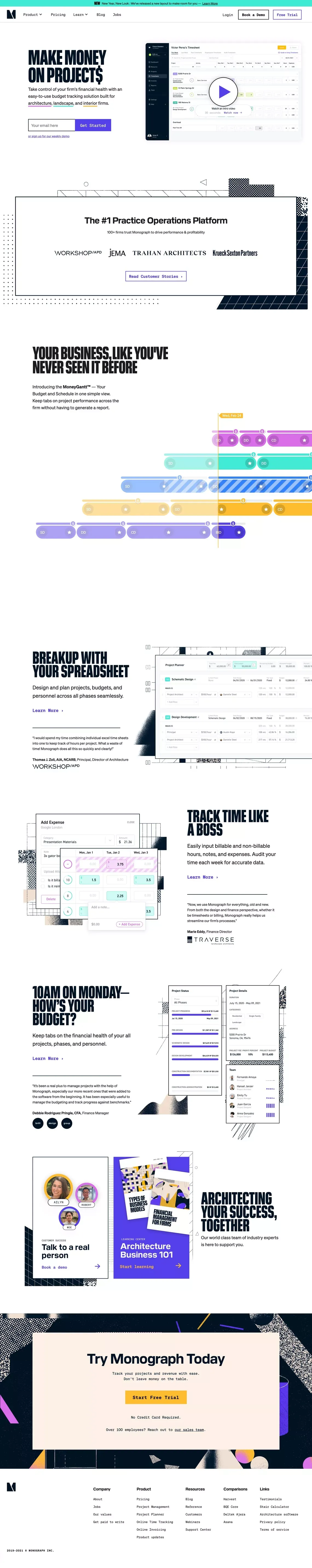 Project Management Software for Architects - Monograph - Landing design