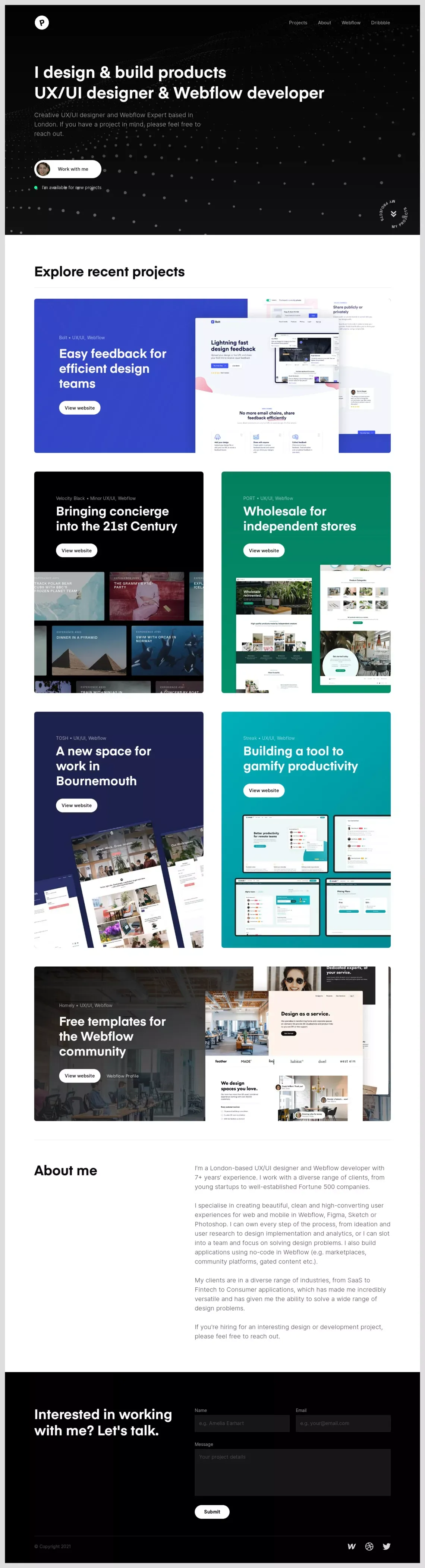 Phil Cook | UX/UI Designer | Webflow Design & Development - Portfolio design