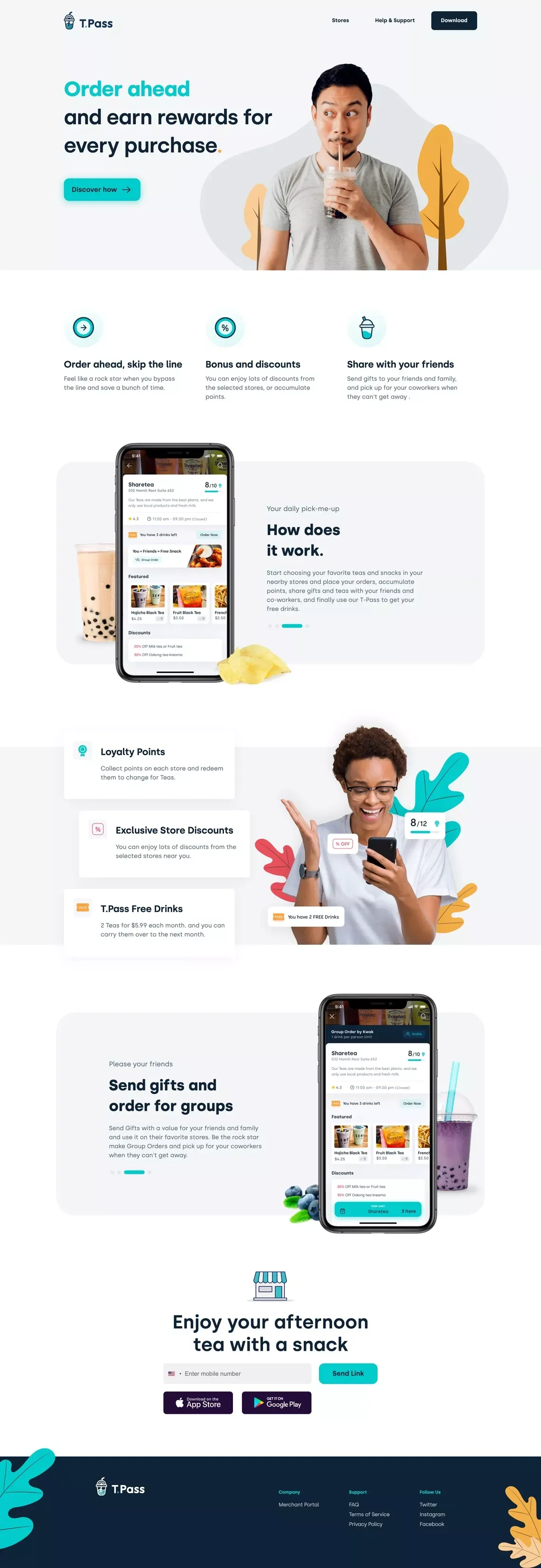 TPass: Order Your Bubble Tea - Landing design