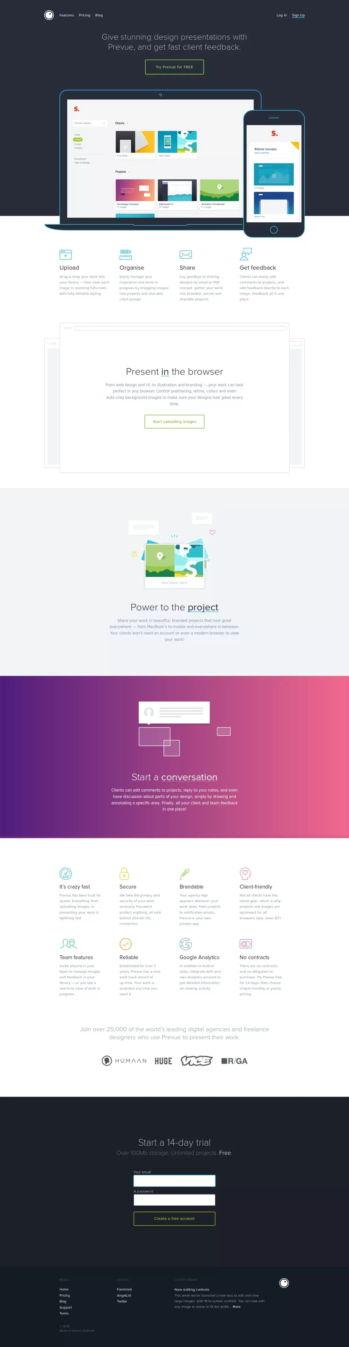 Prevue. Easy design presentation for agencies. - Landing design