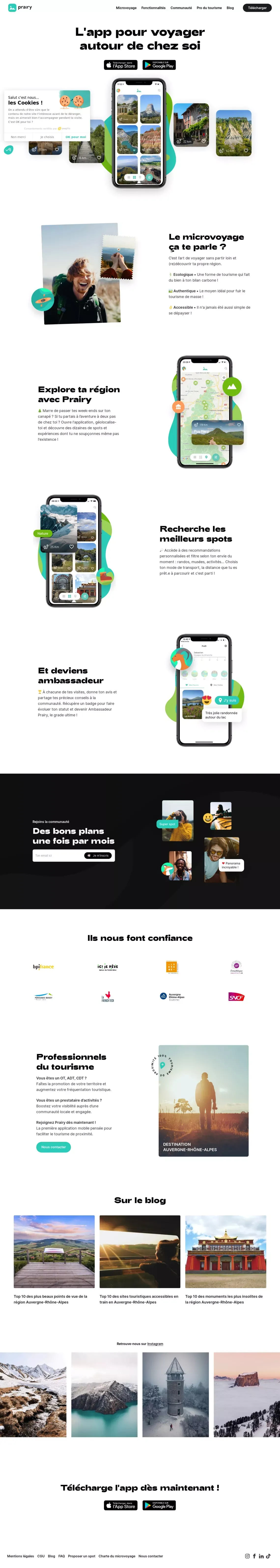 Prairy - L'app pour voyager autour de chez soi - website design