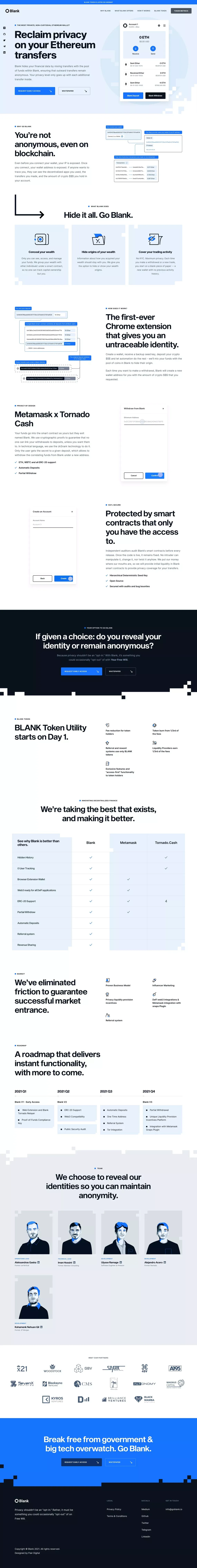 Blank - The most private, non-custodial Ethereum wallet - Landing design