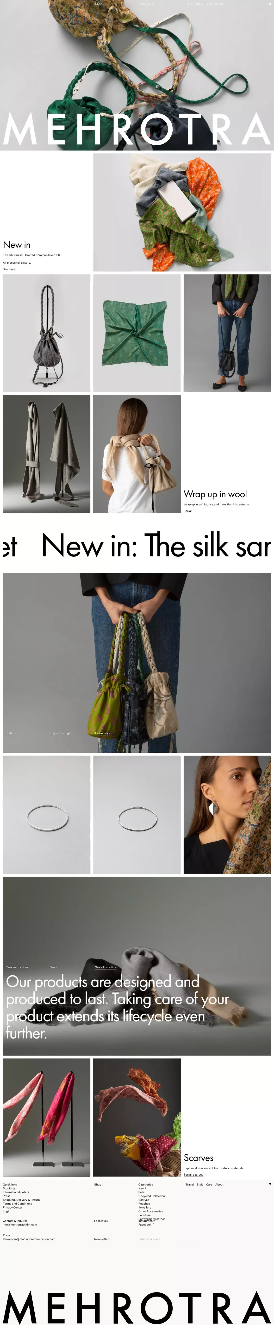 Official online store - Mehrotra - Ecommerce design
