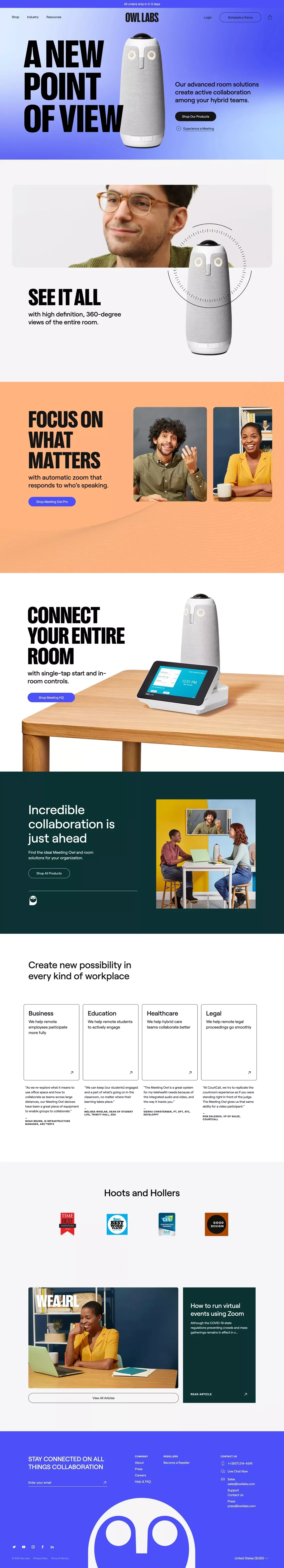 Owl Labs | Meeting Owl Pro - Landing design