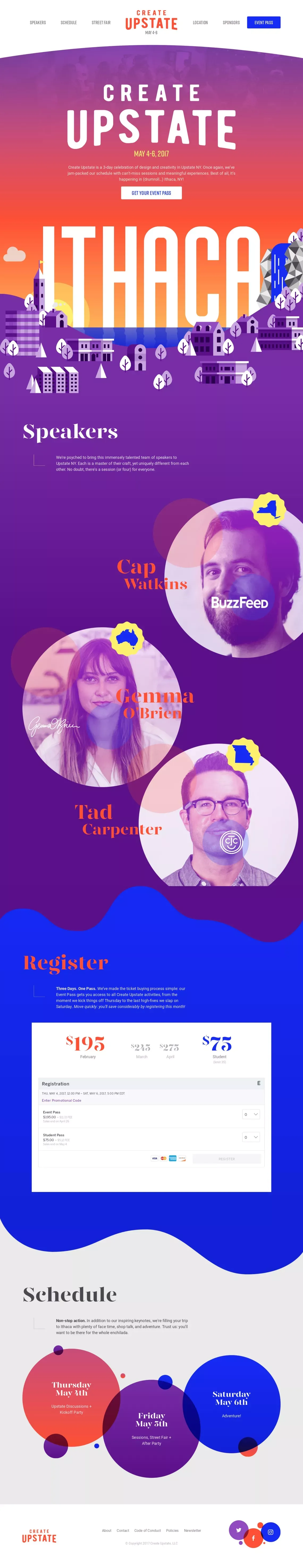 Create Upstate - May 4th - 6th 2017 - website design